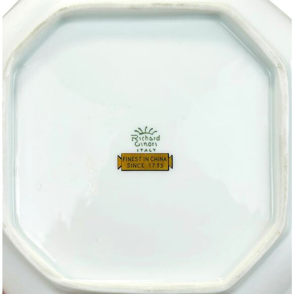 Vintage Richard Ginori Italy Dish Tray Square Hand Painted Scalloped Gold Trim - Picture 3 of 11